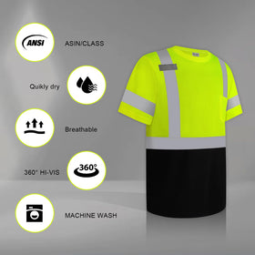 Uno Mejor Hi Vis Class 3 shirt close-up of reflective strips for 360° visibility
