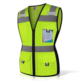 Uno Mejor Reflective Vest for Women, front view showing bright hi-vis stripes for high visibility.