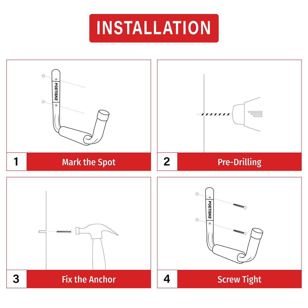 Unp Poetiske plastic tip ending protects surfaces during mounting.