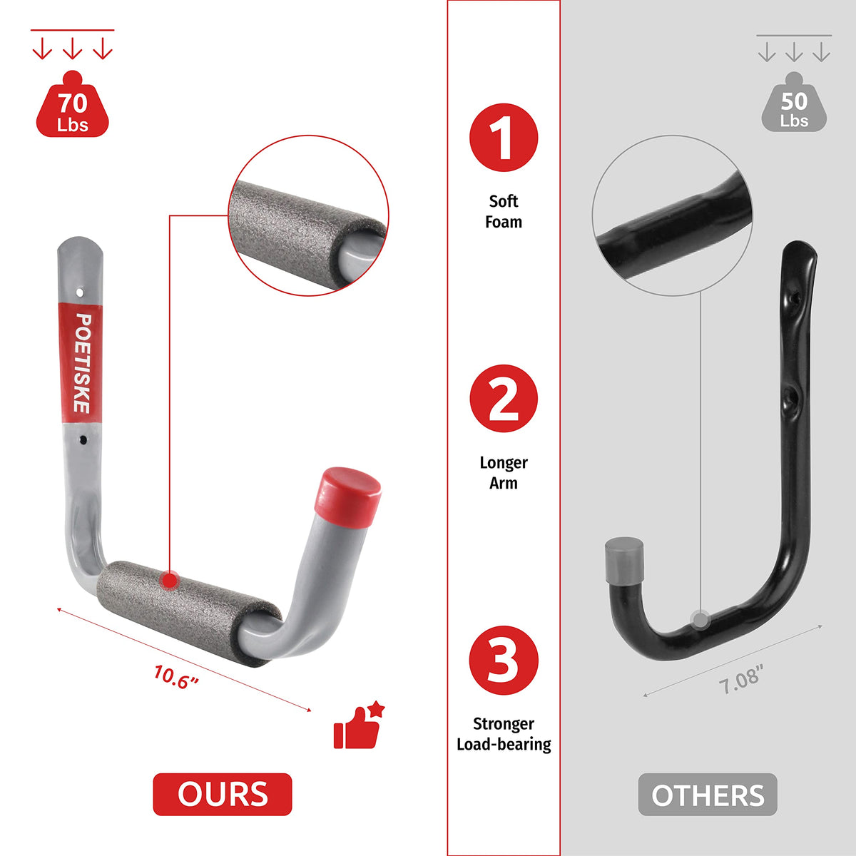 Unp Poetiske steel hook with powder-coated finish resists rust and wear.