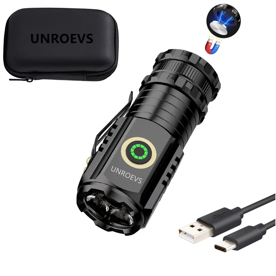 UNROEVS Mini Flashlight beam distance up to 186 meters for nighttime visibility