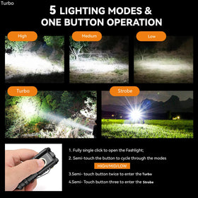 UNROEVS Mini Flashlight USB-C rechargeable 1500mAh for easy power on the go
