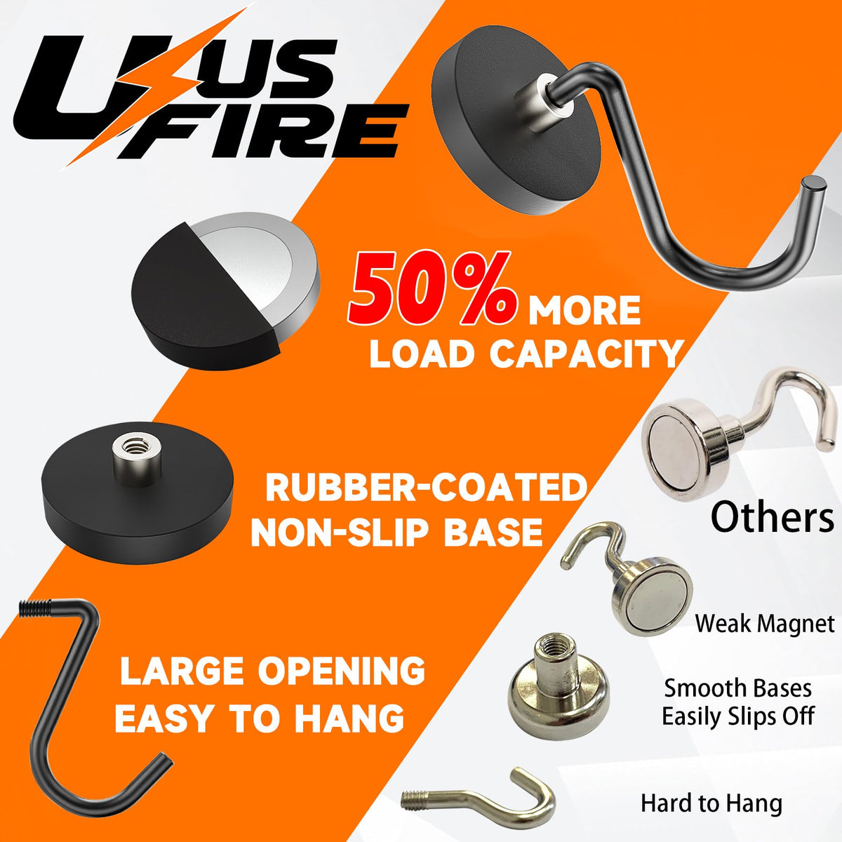 Versatile UNUSFIRE hooks hold mitts and aprons when grilling.