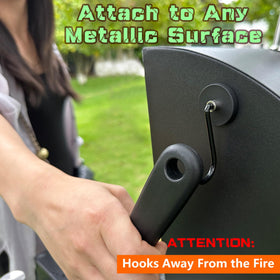 UNUSFIRE side-mount hooks provide heat-safe storage on most grills.