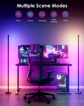 Uocub Corner Floor Lamp app control screen demonstrates Bluetooth customization and scene selection