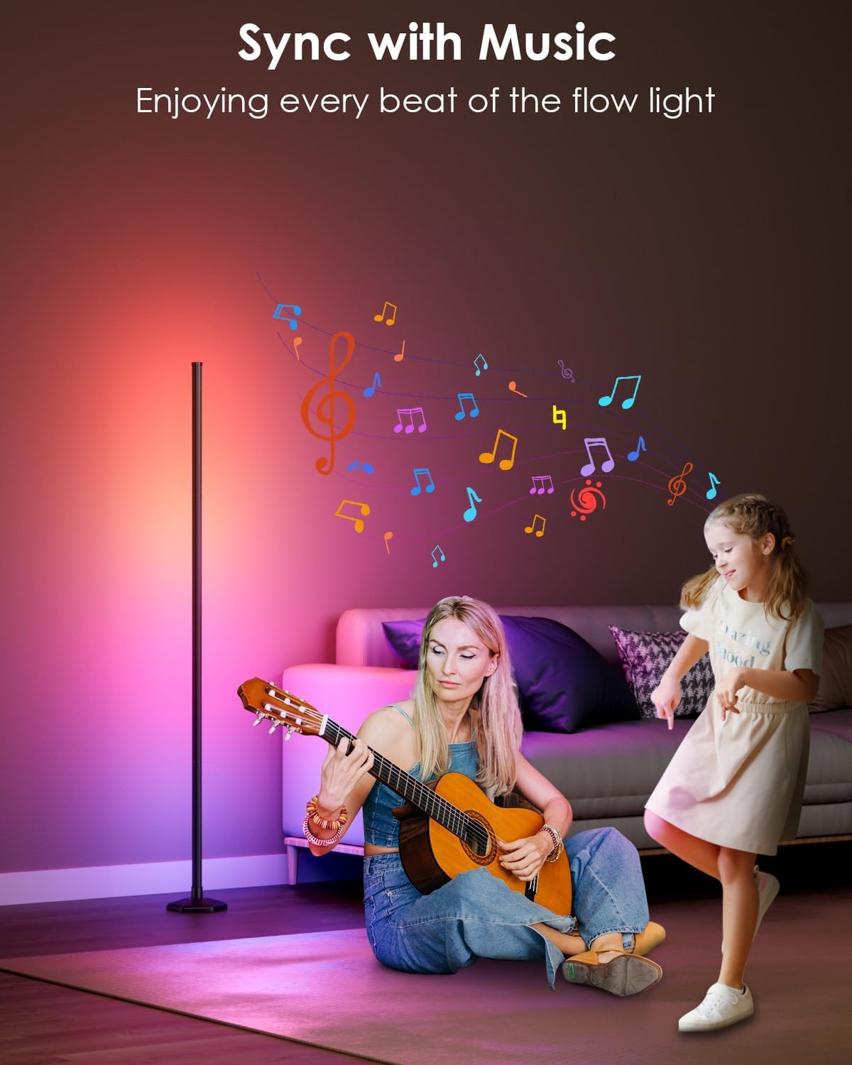 Uocub Corner Floor Lamp height adjustable sections offer flexible home placement