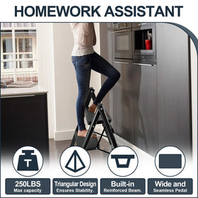 Kitchen reach with the Uoisihur ladder helps access high cabinets.