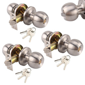 UONIKA 3-pack stainless ball door knobs with lock, ready for secure interior doors.