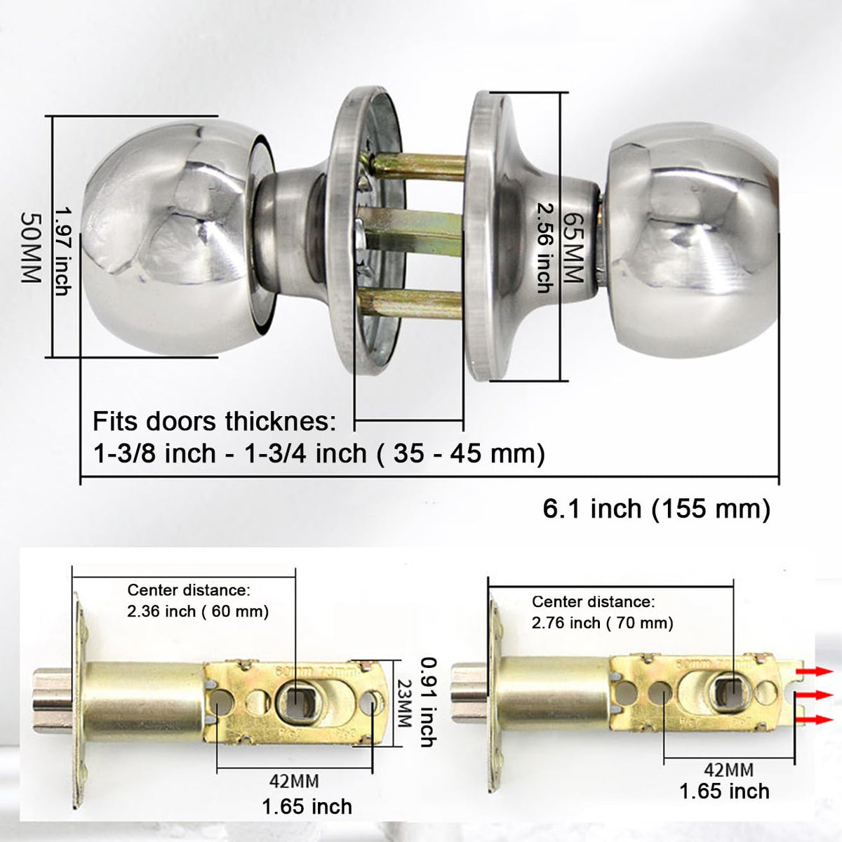 UONIKA ball knob key side view shows dedicated key for exterior access.