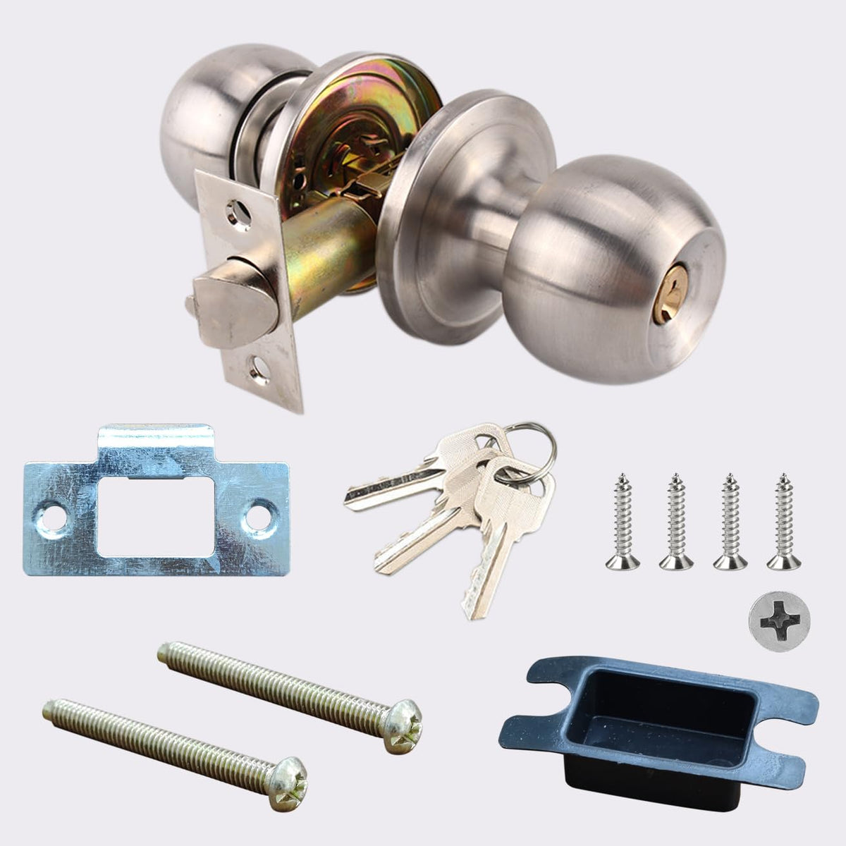 UONIKA ball door knob lock side view emphasizes secure privacy for bedrooms and bathrooms.