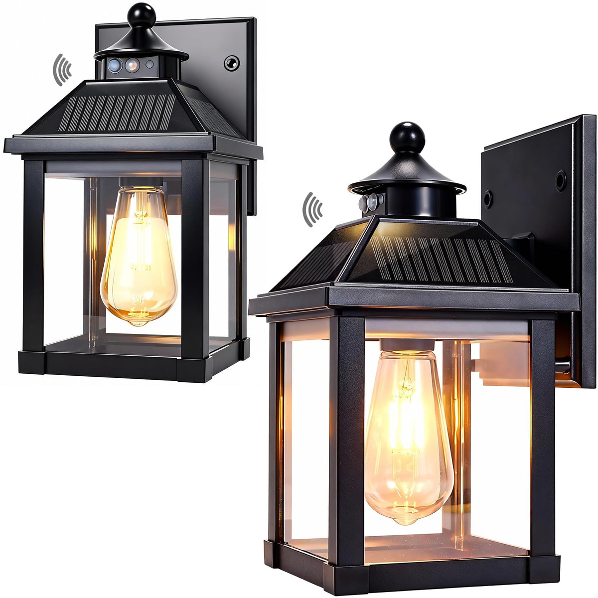 UOOIUMOY solar wall light front view shows compact design and dusk-to-dawn illumination.