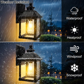 UOOIUMOY solar wall light side view highlights slim profile and weatherproof housing.