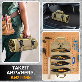 Detachable pouches from Uopyeri roll bag hold small parts.