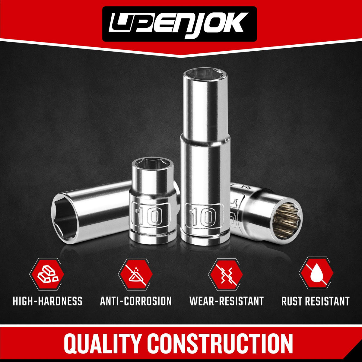 Upenjok 3-8 drive deep sockets reach confined spaces with torque.
