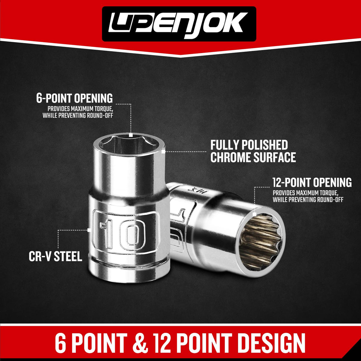 Upenjok 3-8 drive shallow sockets enable fast turns.