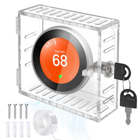 Upifen thermostat lock box square closeup in clear acrylic for secure access