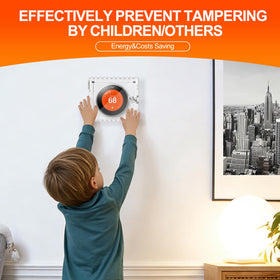 Upifen thermostat lock box square on wall shows installation without thermostat removal