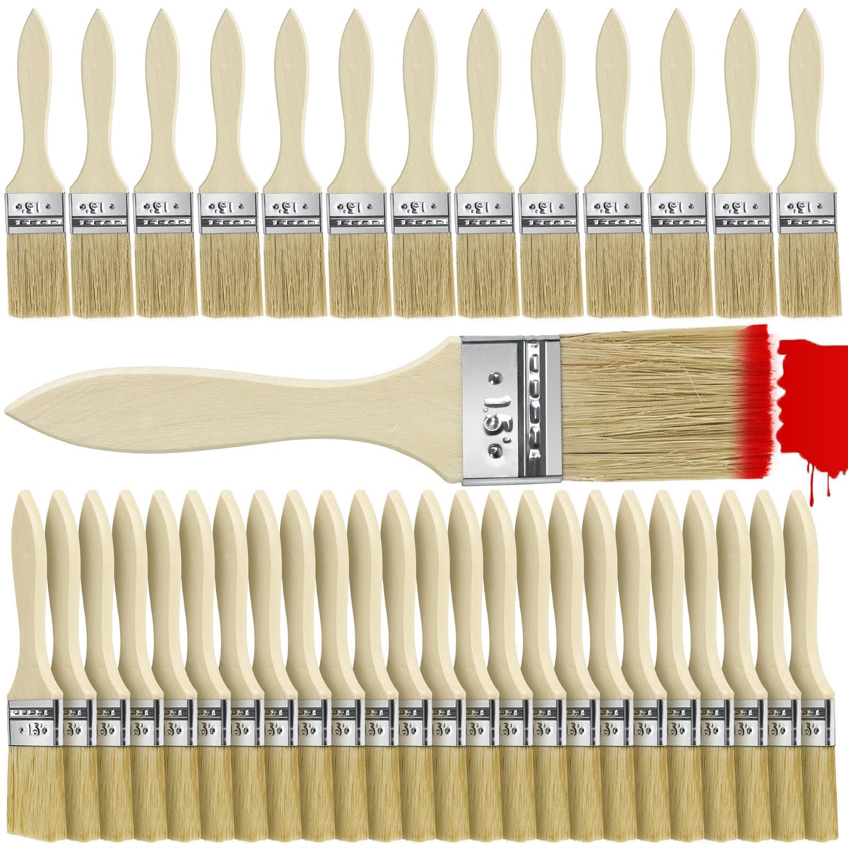 UPlama 48-pack 1.5in brushes with tight bristles for smooth, even coverage.