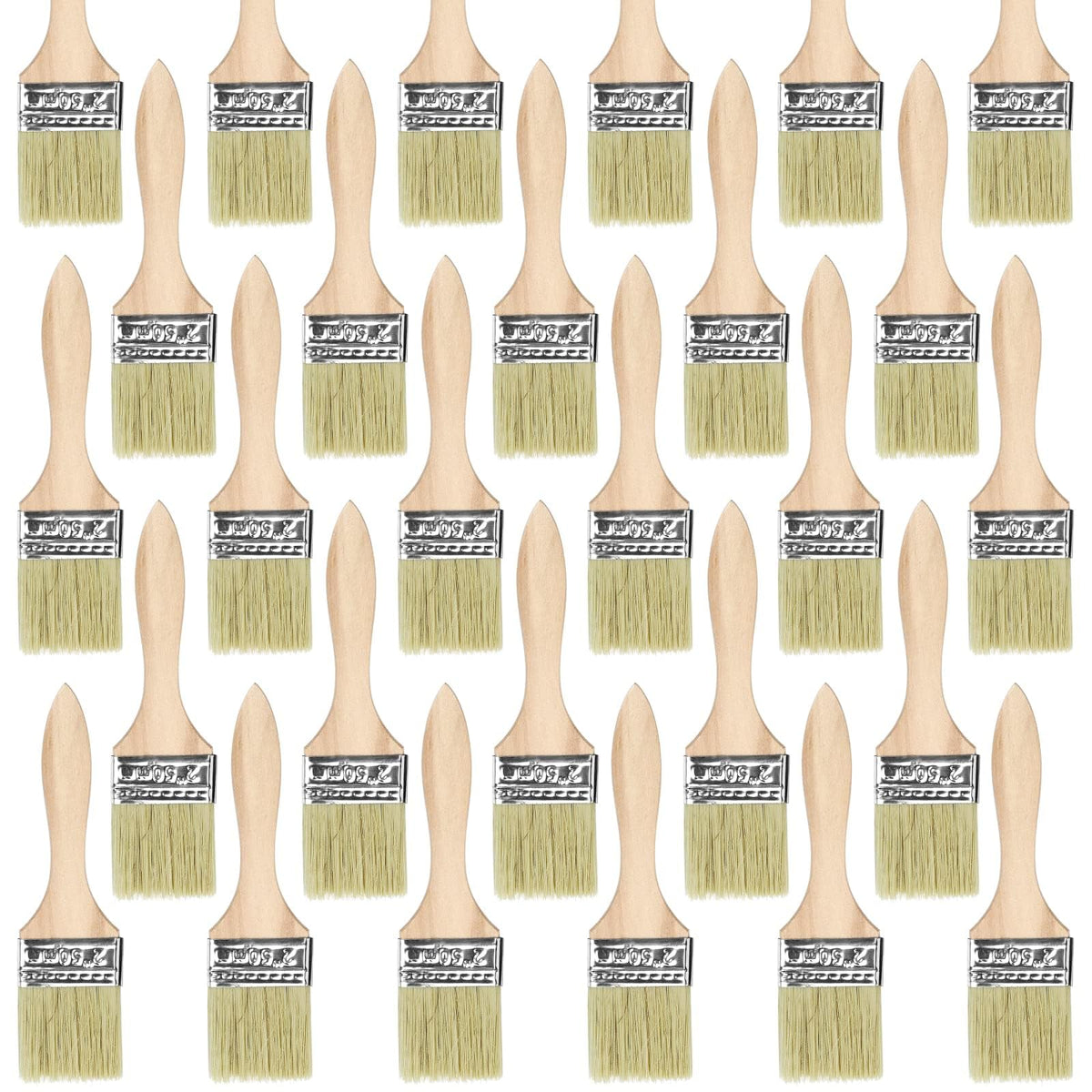 UPlama 48-pack 2-inch brushes with wood handles for broad, even coverage.