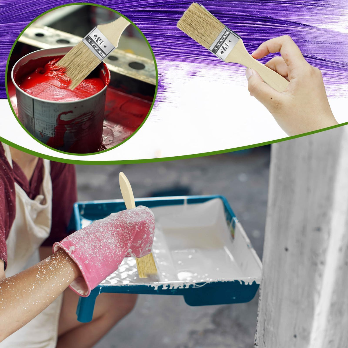 UPlama brush set is suited for baseboard, trim, deck, and cabinet touch-ups.