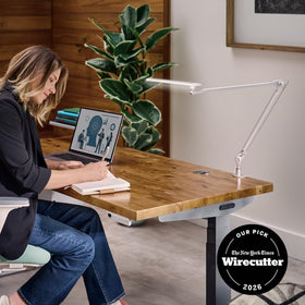 Three-color modes on the UPLIFT DESK E7 tailor light to warm, neutral, or cool tasks.