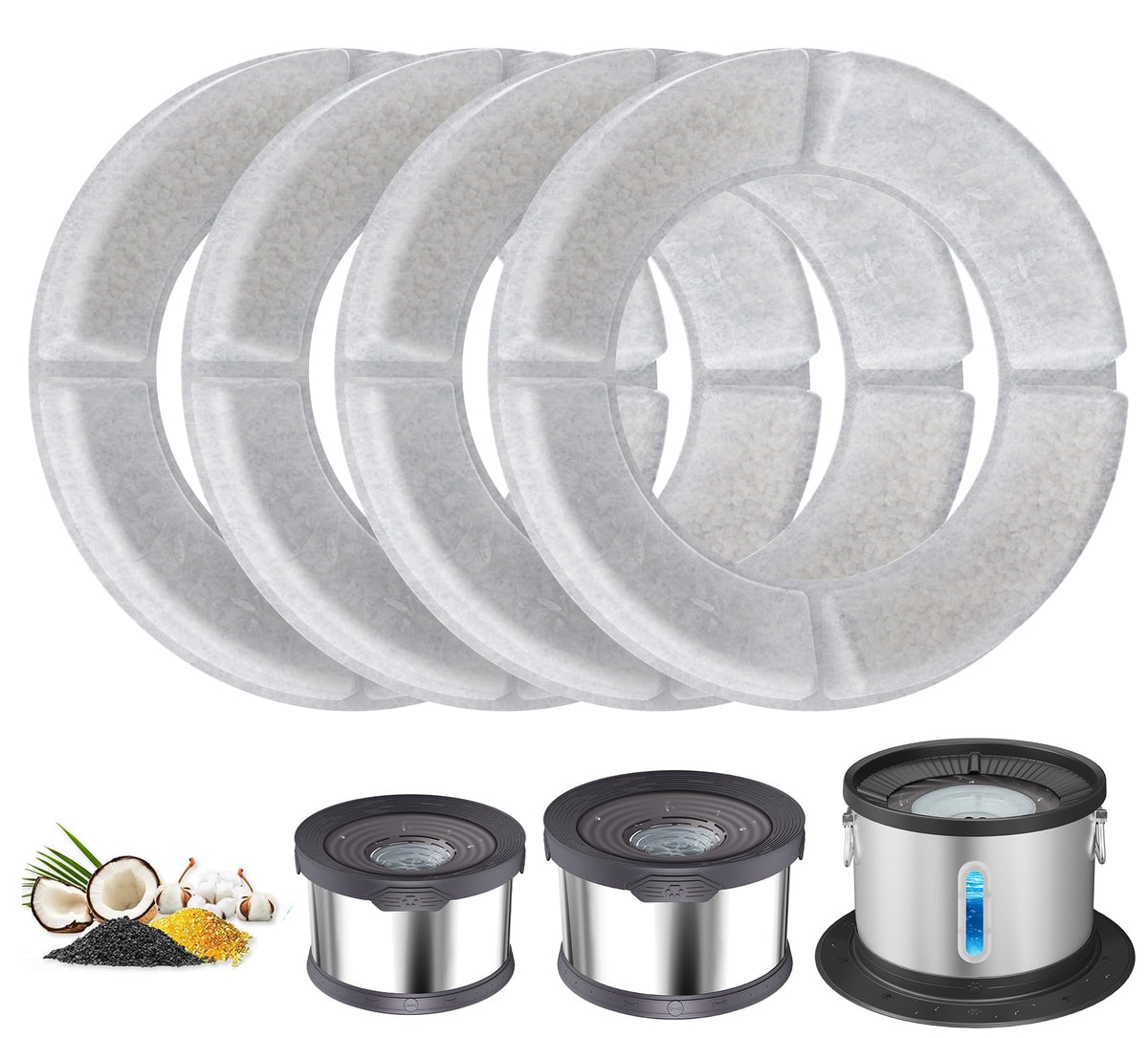 UPSKY 4-pack replacement filters for 8L round dog bowl ensure clean water