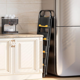 Urackify home office use scenario demonstrates versatile ladder for cleaning and painting.