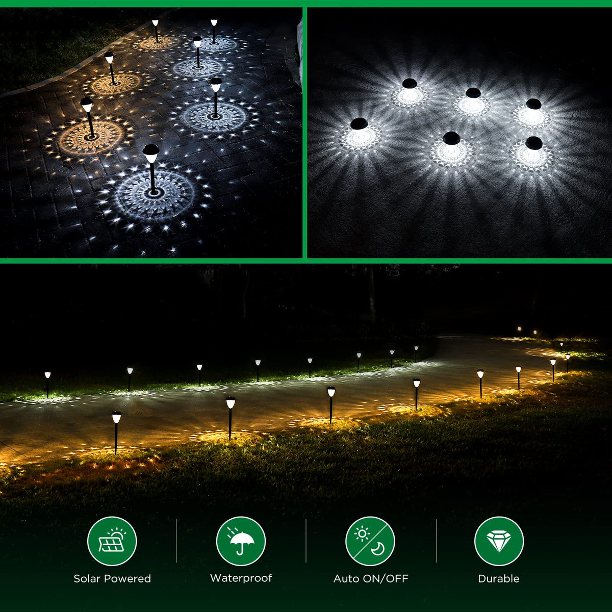 URAGO auto-on/off garden light creates ambient mood along patio