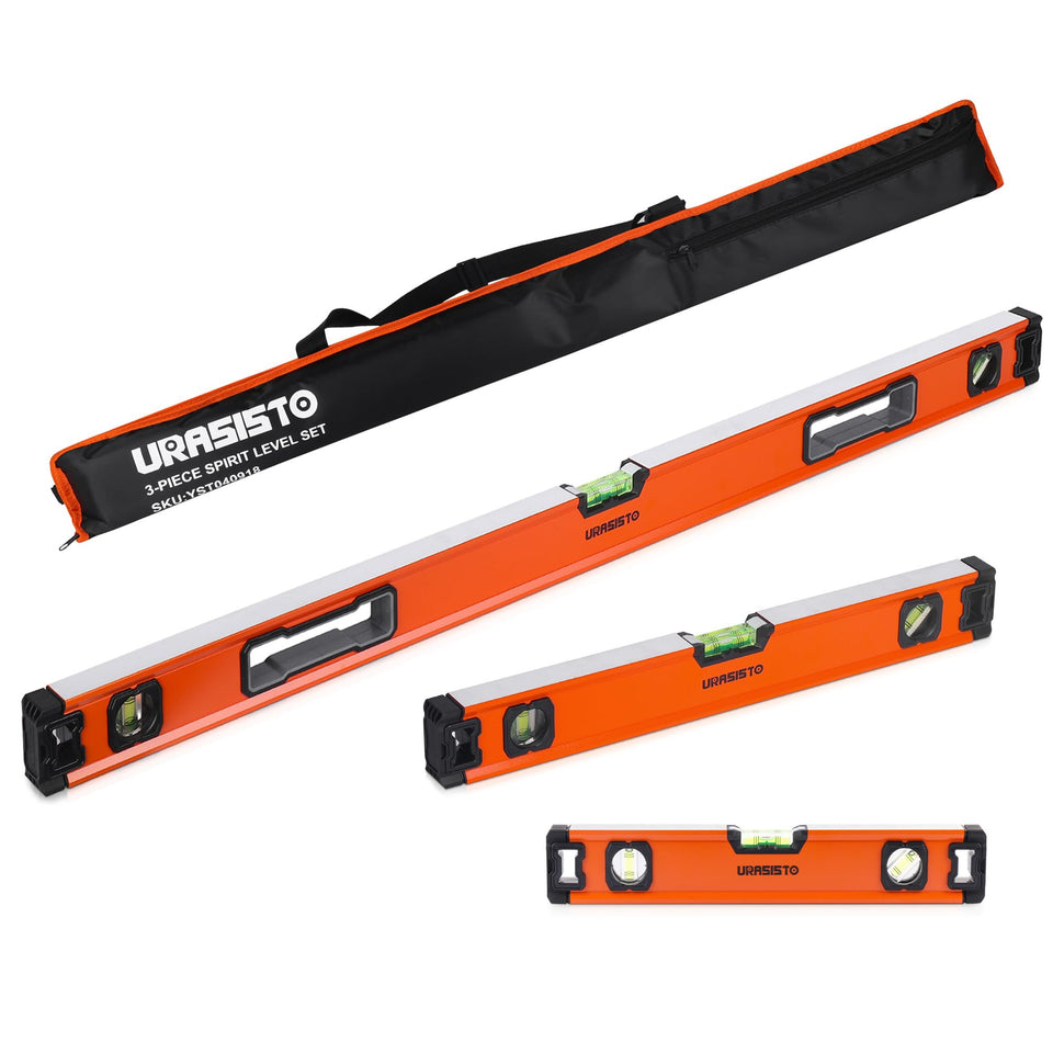 URASISTO 12-inch level with bright vials for precise woodworking