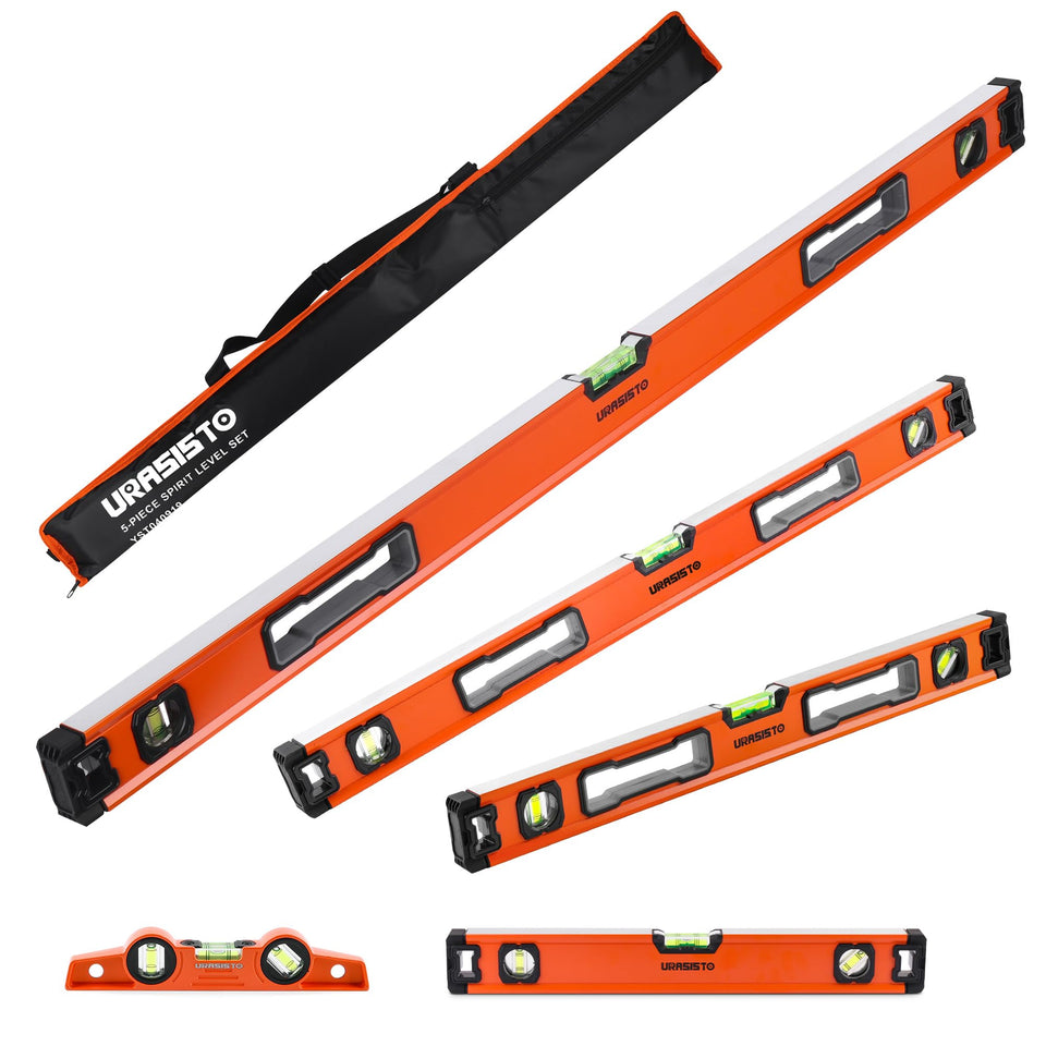 URASISTO 5-piece spirit level set 10-inch torpedo: magnetic for quick alignment