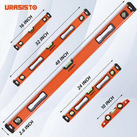 URASISTO 5-piece level set 16-inch with horizontal vial for easy checks