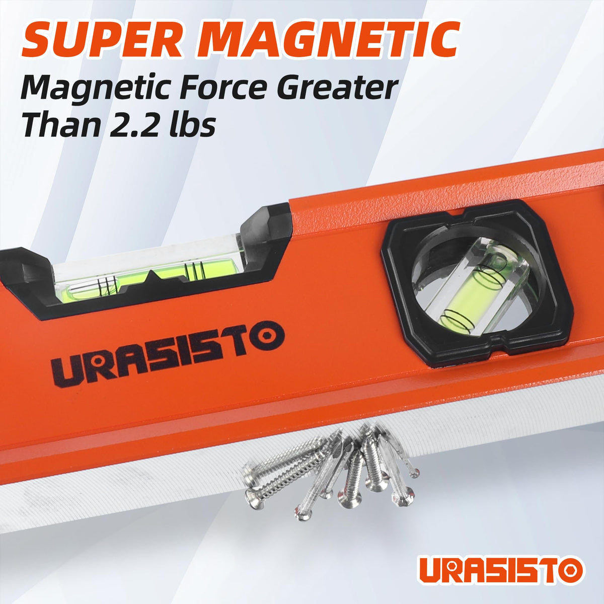URASISTO 5-piece level 24-inch with 45° vial for angled tasks