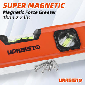 URASISTO 5-piece level 24-inch with 45° vial for angled tasks
