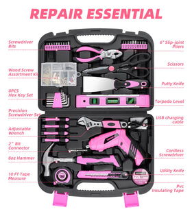 URASISTO pink cordless screwdriver in use, compact one-handed operation