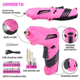 URASISTO pink tool box open for easy storage and transport