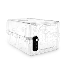 Urban August lock box dual-lock system for secure fridge storage.