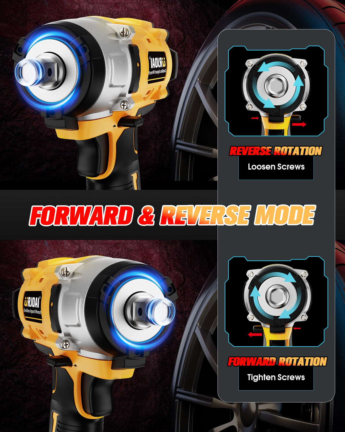 Urjoai two-speed control supports precise tightening and quick bolt removal.