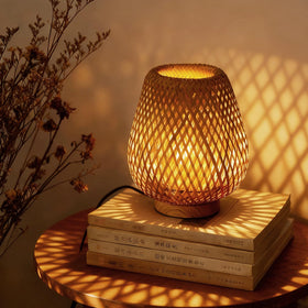 URLIGHTS table lamp with double-layer woven shade for warm ambient lighting