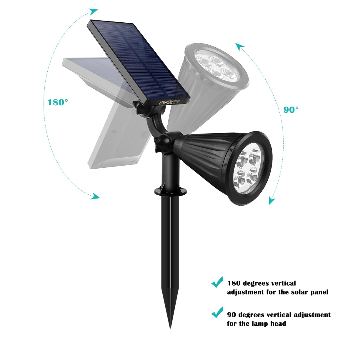 URPOWER solar lights adjustable light heads for precise coverage of trees and statues