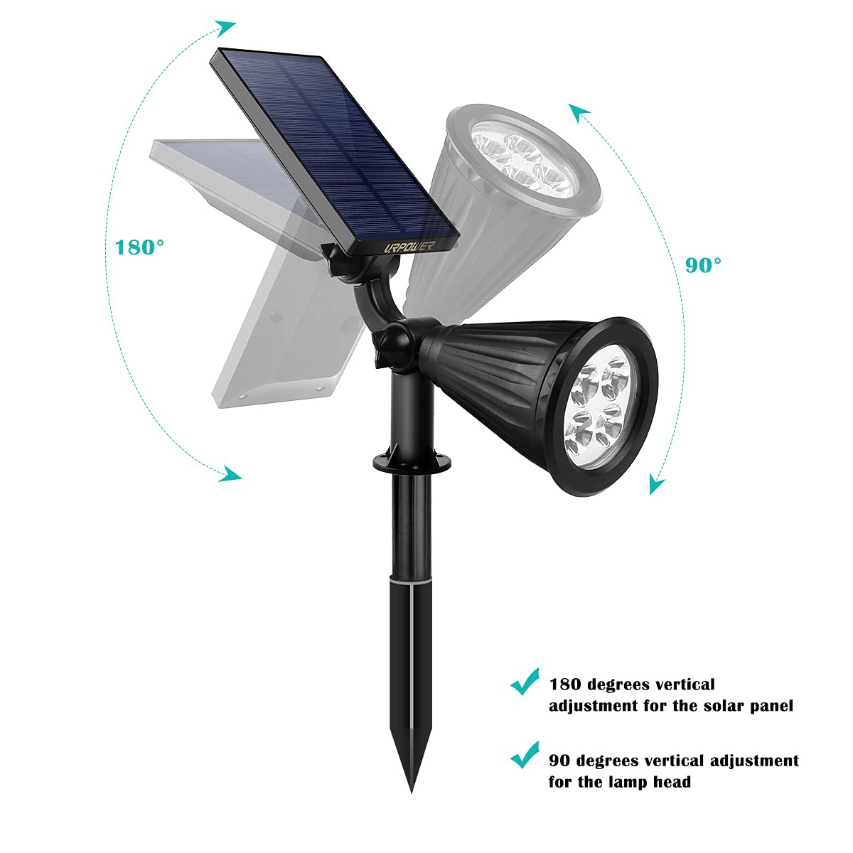 URPOWER solar panel tilted 180 degrees for optimal sun exposure.