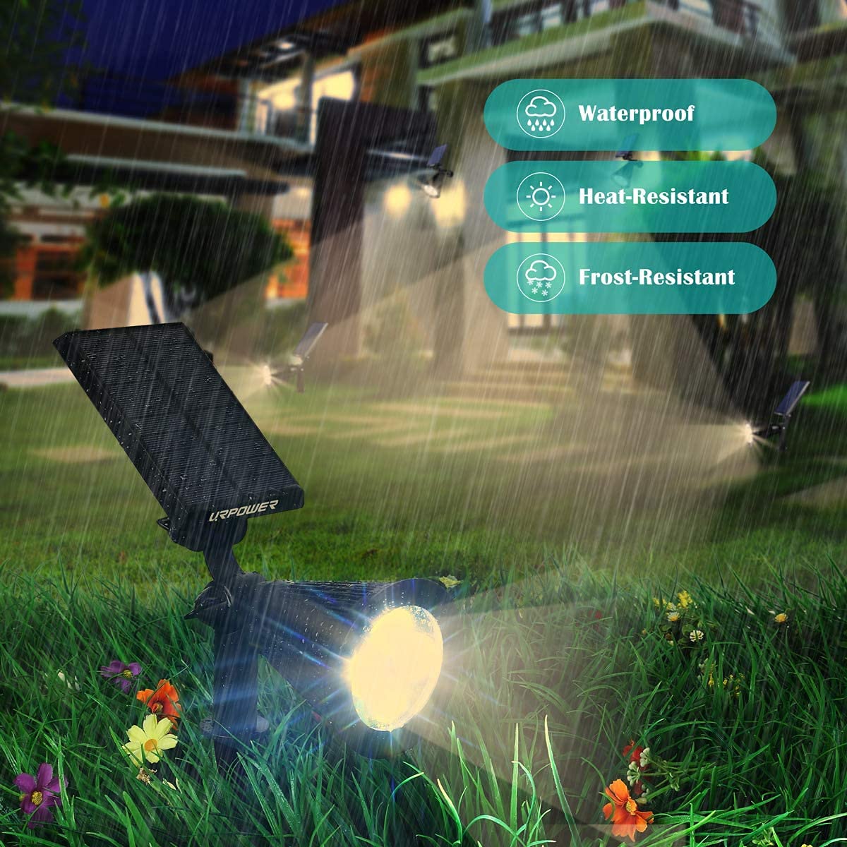 URPOWER solar lights stake installation for quick ground setup