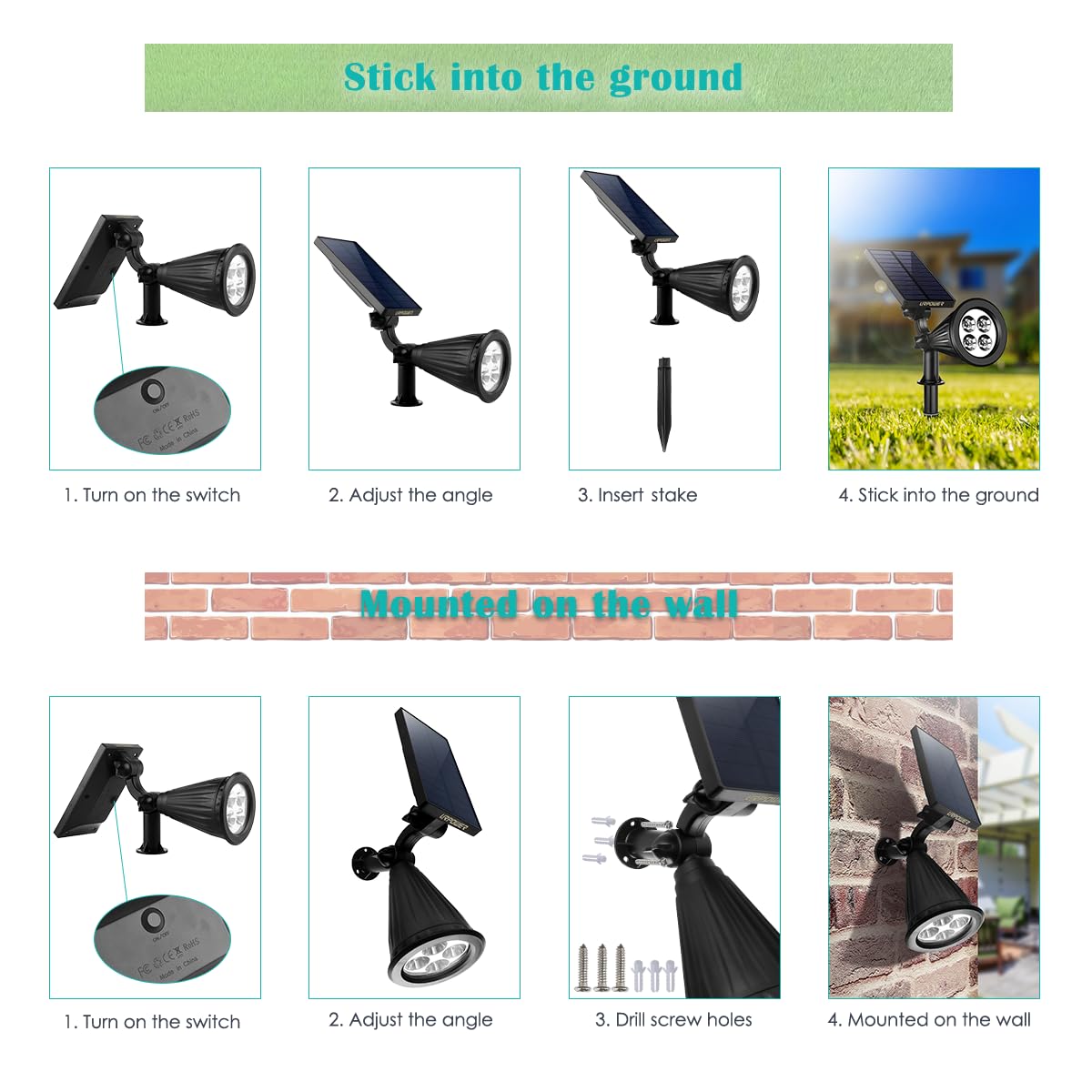 URPOWER solar lights wall mount option for entryways and gates