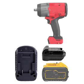 URUN Dewalt-to-Milwaukee adapter DL18ML connection demonstrates easy battery swap