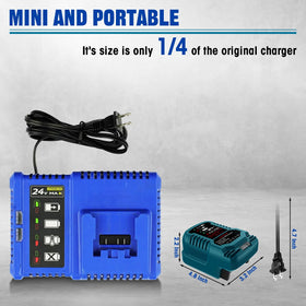 URUN compact 24V charger fits in tight spaces beside your tools.