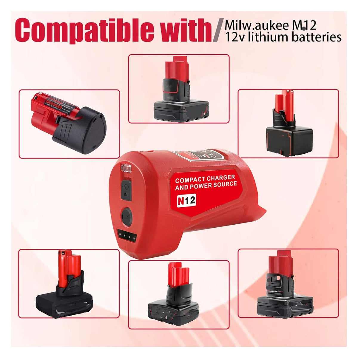 URUN M-12 charger LED indicator shows charging status at a glance