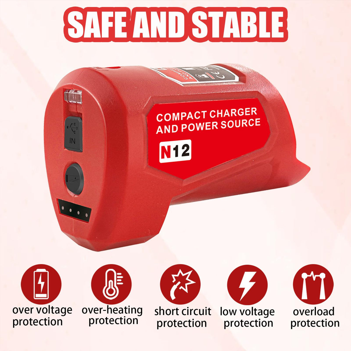 URUN M-12 compatible with Milwaukee 12V batteries for flexible power options