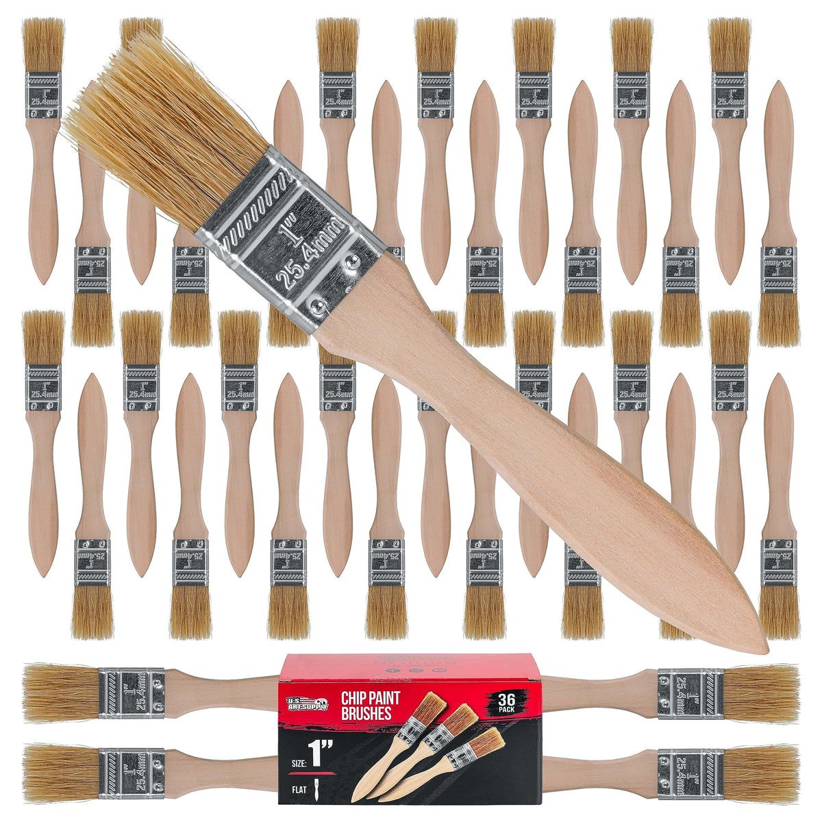 US Art Supply 36-pack 1in brushes for versatile painting projects.