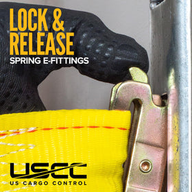 US Cargo Control E-Track Straps compatible with E-Track systems in trucks.