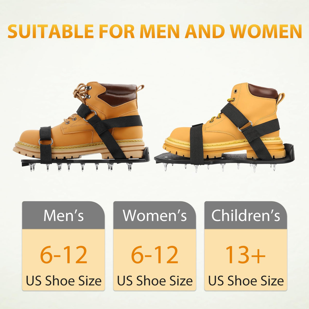 US:E spike shoes show 13 spikes detail for improved grip on surfaces