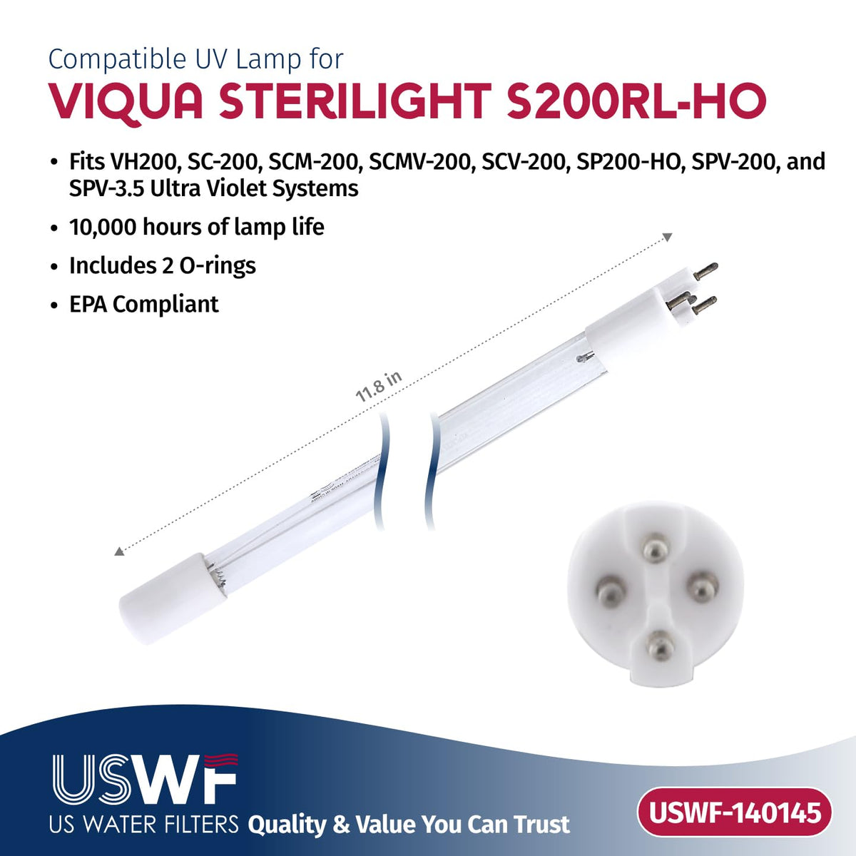 S200RL-HO UV lamp with O-rings ensures a reliable seal during swap